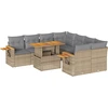Image de vidaXL Ensemble de salon de jardin 9 pièces avec coussins Beige Poly rotin Acacia