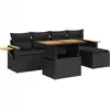 Image de vidaXL Ensemble de salon de jardin 6 pièces avec coussins noir poly rotin