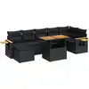Image de vidaXL Ensemble de jardin canapé 8 pièces avec coussins noir poly rotin
