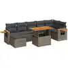 Image de vidaXL Ensemble de jardin canapé 8 pièces avec coussins Gris Poly rotin Acacia
