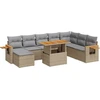 Image de vidaXL Ensemble de salon de jardin 9 pièces avec coussins Beige Poly rotin Acacia