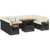 Image de vidaXL Ensemble de 10 canapés de jardin avec coussins noir poly rotin