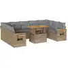 Image de vidaXL Ensemble de 10 canapés de jardin avec coussins Beige Poly rotin Acacia