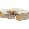 Image de vidaXL Ensemble de salon de jardin 9 pièces avec coussins Beige Poly rotin Acacia