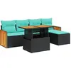Image de vidaXL Ensemble de salon de jardin 6 pièces avec coussins noir poly rotin