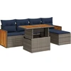 Image de vidaXL Ensemble de salon de jardin 6 pièces avec coussins Gris Poly rotin Acacia