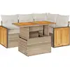 Image de vidaXL Ensemble de salon de jardin 5 pièces avec coussins Beige Poly rotin Acacia