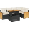 Image de vidaXL Ensemble de salon de jardin 6 pièces avec coussins noir poly rotin