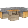 Image de vidaXL Ensemble de salon de jardin 6 pièces avec coussins Beige Poly rotin Acacia