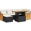 Image de vidaXL Ensemble de salon de jardin 7 pièces avec coussins noir poly rotin