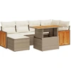 Image de vidaXL Ensemble de salon de jardin 7 pièces avec coussins Beige Poly rotin Acacia