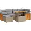 Image de vidaXL Ensemble de salon de jardin 7 pièces avec coussins Beige Poly rotin Acacia