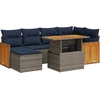 Image de vidaXL Ensemble de salon de jardin 7 pièces avec coussins noir poly rotin