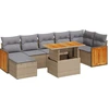 Image de vidaXL Ensemble de jardin canapé 8 pièces avec coussins Beige Poly rotin Acacia
