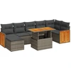 Image de vidaXL Ensemble de jardin canapé 8 pièces avec coussins Gris Poly rotin Acacia