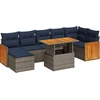 Image de vidaXL Ensemble de jardin canapé 8 pièces avec coussins Marron Poly rotin Acacia