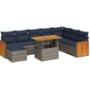 Image de vidaXL Ensemble de salon de jardin 11 pièces avec coussins Gris Poly rotin Acacia