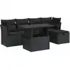 Image de vidaXL Ensemble de salon de jardin 6 pièces avec coussins noir poly rotin