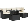 Image de vidaXL Ensemble de salon de jardin 6 pièces avec coussins noir poly rotin
