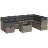 Image de vidaXL Ensemble de salon de jardin 9 pièces avec coussins Gris Poly rotin