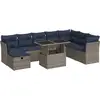 Image de vidaXL Ensemble de salon de jardin 9 pièces avec coussins Gris Poly rotin Acacia