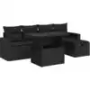 Image de vidaXL Ensemble de salon de jardin 6 pièces avec coussins noir poly rotin