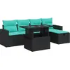 Image de vidaXL Ensemble de salon de jardin 6 pièces avec coussins Gris Poly rotin Acacia