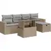Image de vidaXL Ensemble de salon de jardin 6 pièces avec coussins Beige Poly Rattan