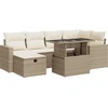 Image de vidaXL Ensemble de salon de jardin 7 pièces avec coussins Beige Poly Rattan