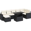 Image de vidaXL Ensemble de jardin canapé 8 pièces avec coussins noir poly rotin