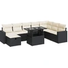 Image de vidaXL Ensemble de salon de jardin 9 pièces avec coussins noir poly rotin