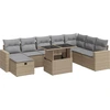 Image de vidaXL Ensemble de salon de jardin 9 pièces avec coussins beige Poly rotin