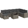 Image de vidaXL Ensemble de salon de jardin 9 pièces avec coussins Gris Poly rotin