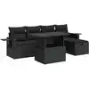 Image de vidaXL Ensemble de salon de jardin 6 pièces avec coussins noir poly rotin