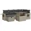 Image de vidaXL Ensemble de salon de jardin 7 pièces avec coussins gris clair Poly rotin