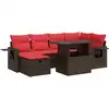 Image de vidaXL Ensemble de salon de jardin 7 pièces avec coussins Marron Poly rotin