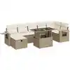 Image de vidaXL Ensemble de jardin canapé 8 pièces avec coussins Beige Poly Rattan