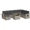 Image de vidaXL Ensemble de salon de jardin 9 pièces avec coussins gris clair Poly rotin