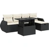 Image de vidaXL Ensemble de salon de jardin 6 pièces avec coussins noir poly rotin