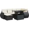Image de vidaXL Ensemble de salon de jardin 7 pièces avec coussins noir poly rotin