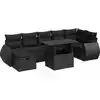 Image de vidaXL Ensemble de jardin canapé 8 pièces avec coussins noir poly rotin