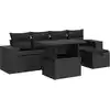 Image de vidaXL Ensemble de salon de jardin 6 pièces avec coussins noir poly rotin