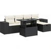 Image de vidaXL Ensemble de salon de jardin 6 pièces avec coussins noir poly rotin