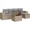 Image de vidaXL Ensemble de salon de jardin 6 pièces avec coussins Beige Poly Rattan