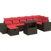 Image de vidaXL Ensemble de jardin canapé 8 pièces avec coussins noir poly rotin
