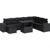 Image de vidaXL Ensemble de salon de jardin 9 pièces avec coussins noir poly rotin