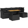 Image de vidaXL Ensemble de salon de jardin 6 pièces avec coussins noir poly rotin
