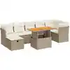 Image de vidaXL Ensemble de jardin canapé 8 pièces avec coussins Beige Poly rotin Acacia