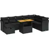 Image de vidaXL Ensemble de salon de jardin 9 pièces avec coussins noir poly rotin