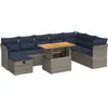 Image de vidaXL Ensemble de salon de jardin 9 pièces avec coussins Marron Poly rotin Acacia